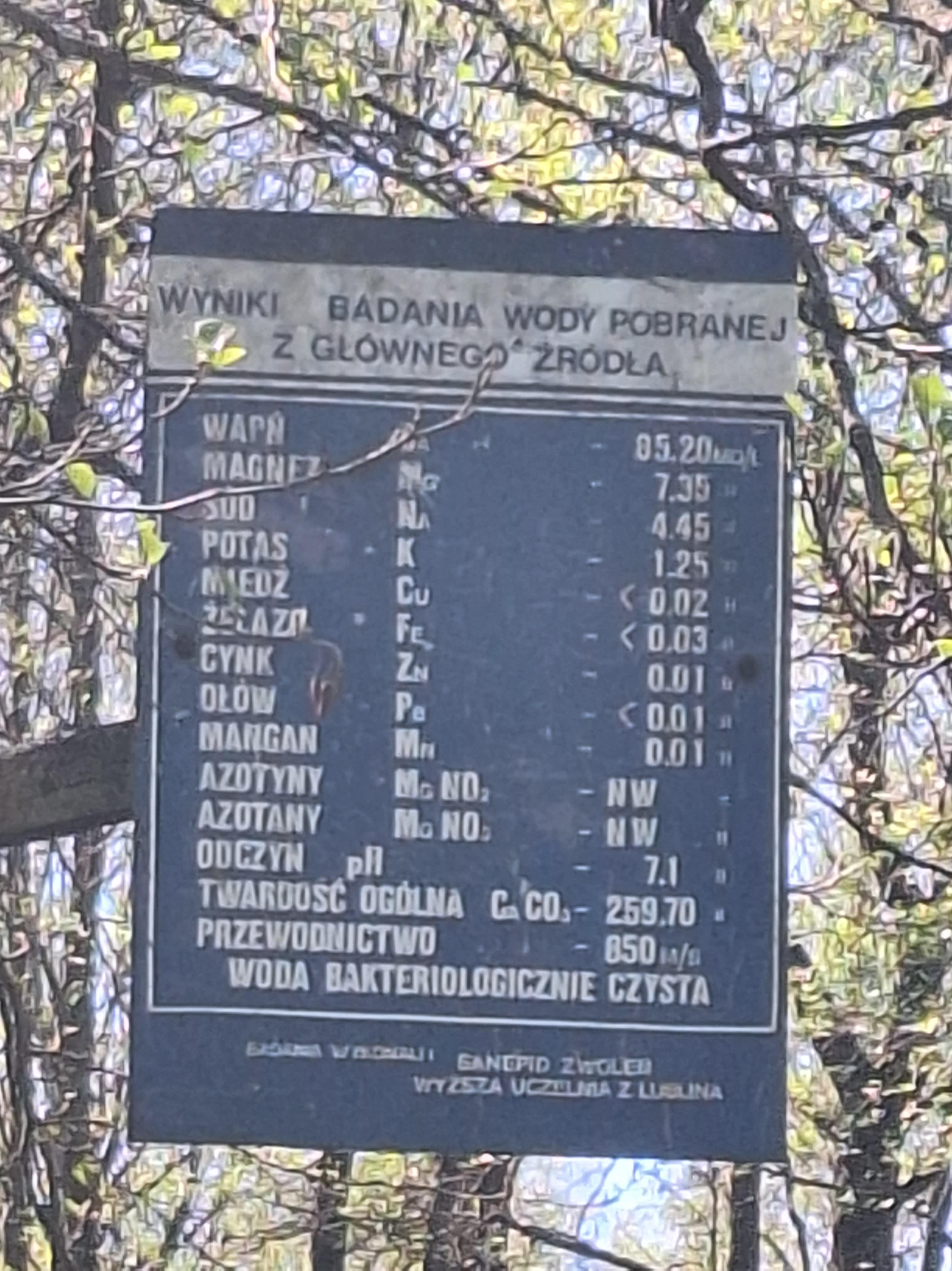 Analiza wody w Źródełku koło Lipska Analiza wody w Źródełku koło Lipska